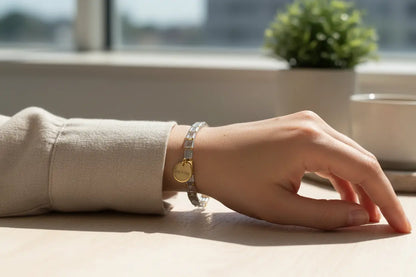 Glow Line Bracelet – Minimal Miyuki Tila Bracelet with Gold Details