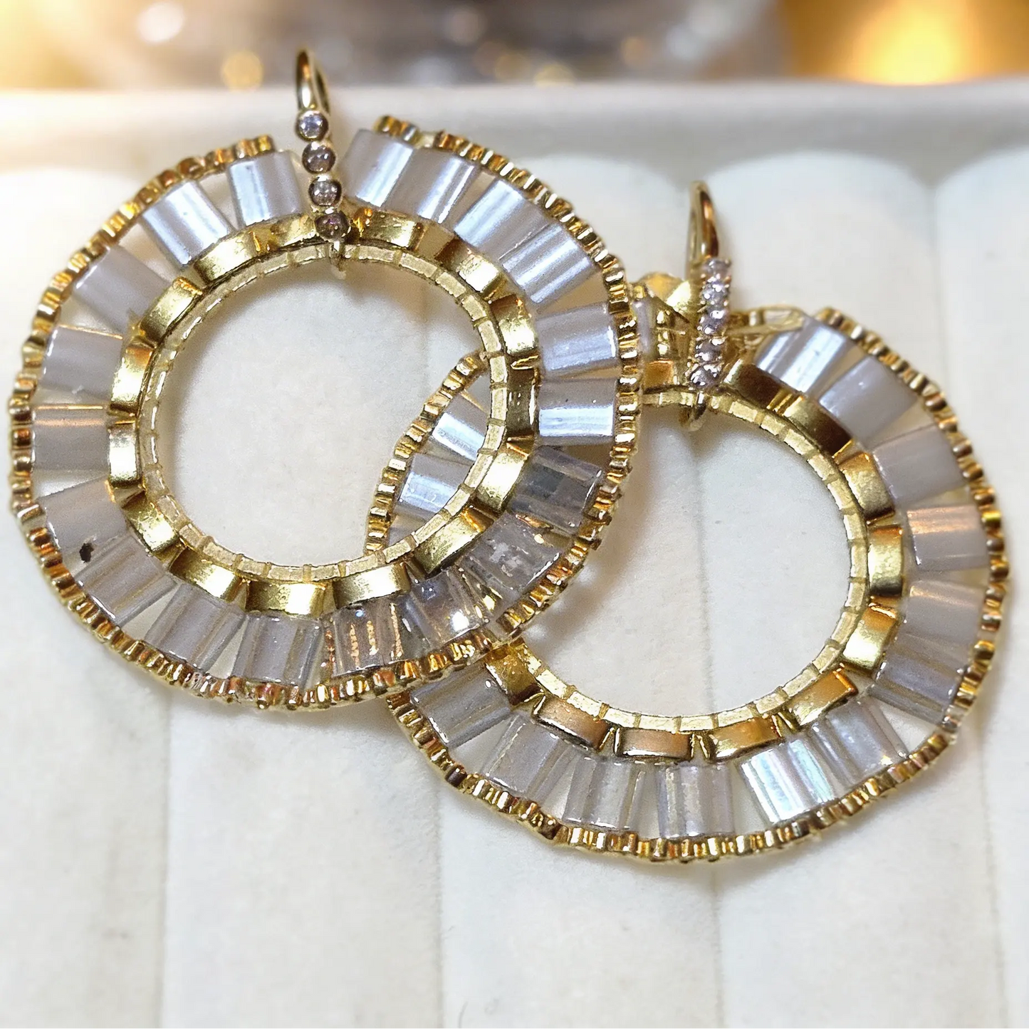 Ivory Halo Earrings | Gold Miyuki Hoop Jewelry