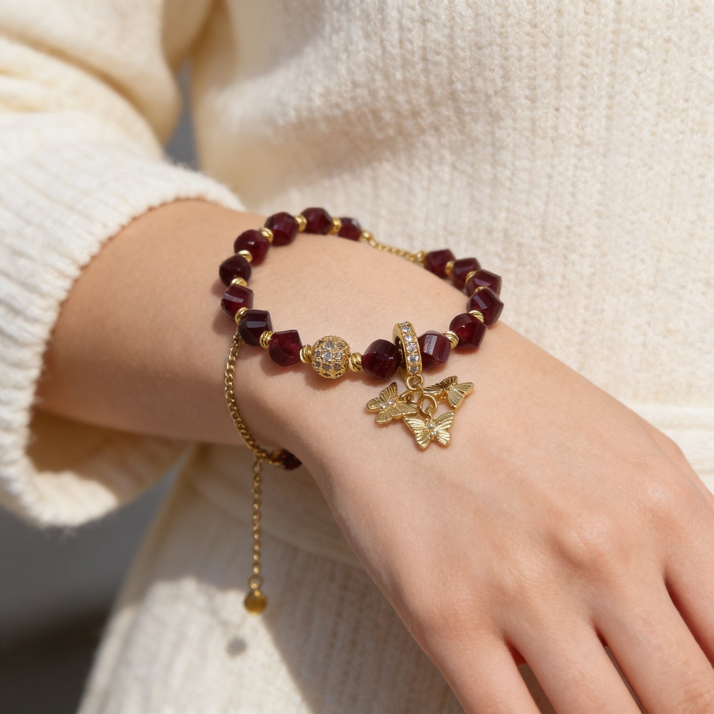 Garnet Flutter Glow Bracelet