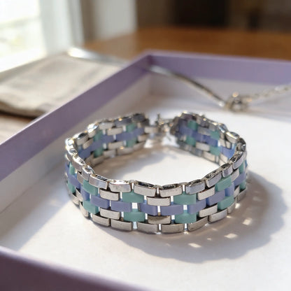 Handmade Azure Flow bracelet with Miyuki Tila beads by Gem N Glow by Natali, featuring a delicate, handcrafted jewelry design.
