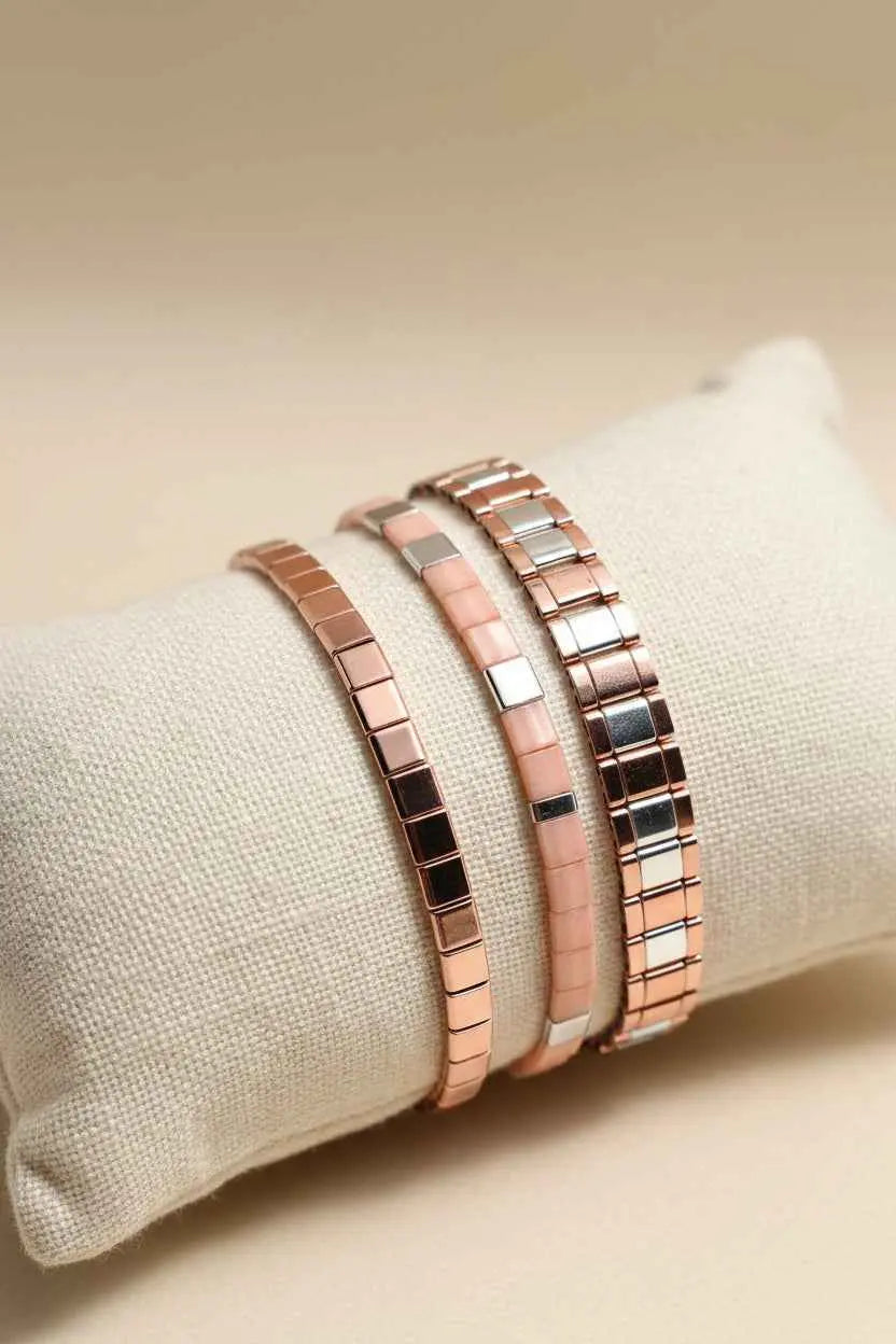 Rose Gold Bracelet Stack – Miyuki Beaded Bracelets Set | Minimalist Jewelry | Gem N Glow by Natali