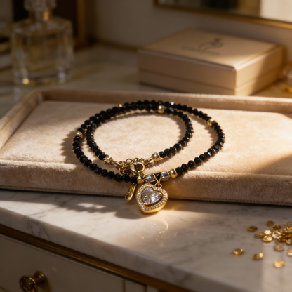 Onyx Heart Glow Necklace Gem N Glow by Natali