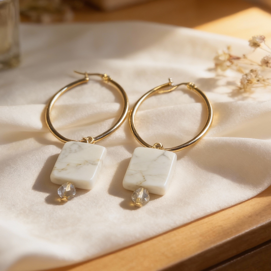 Howlite Glow Hoop Earrings