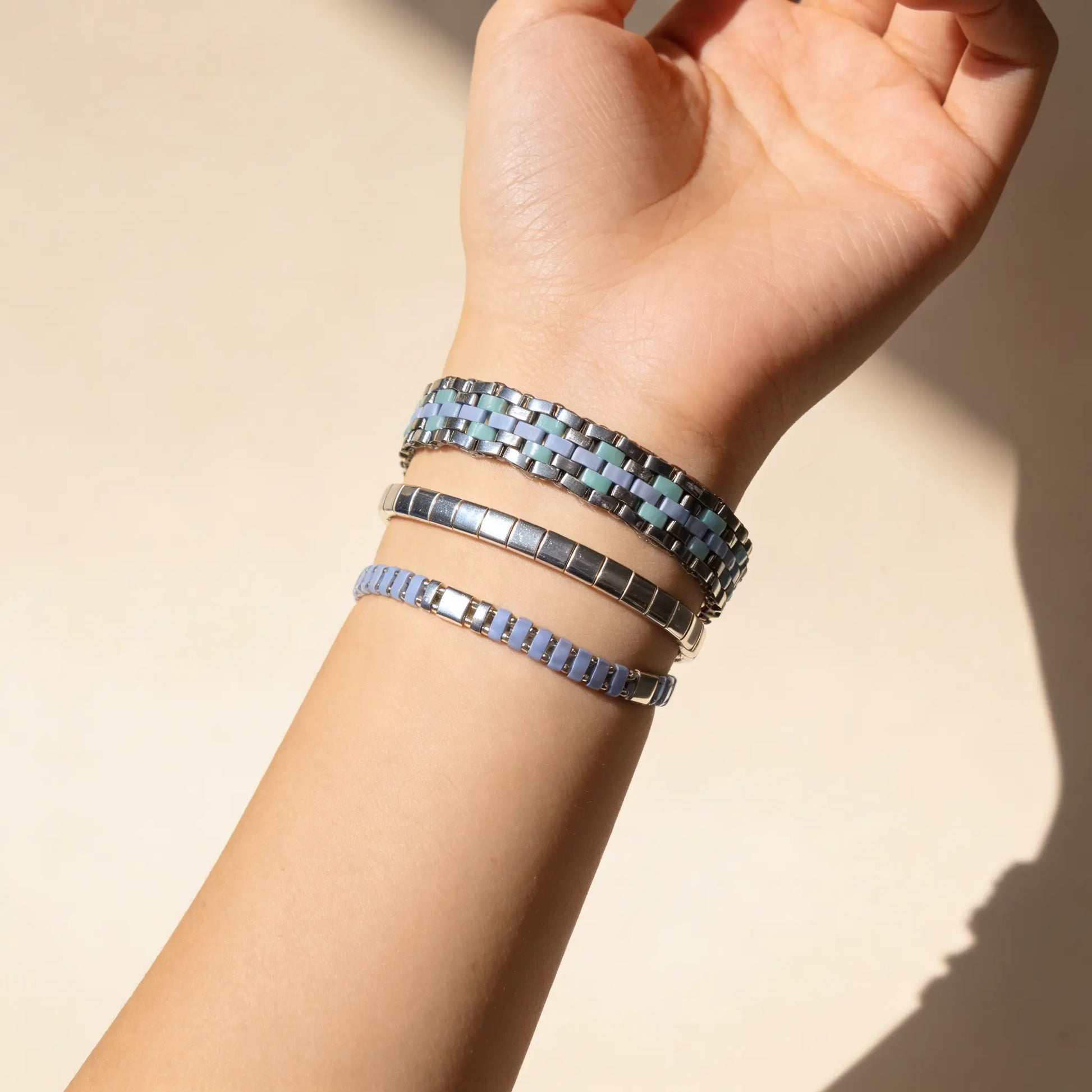 Azure Flow Bracelet | Handmade Miyuki Tila Jewelry - Gemnglow