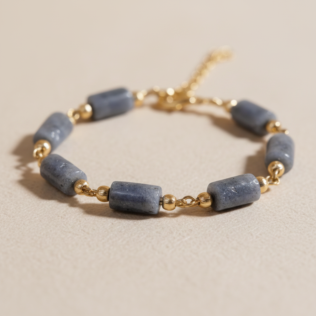 Natural tanzanite stone bracelet with delicate gold details by Gem N Glow